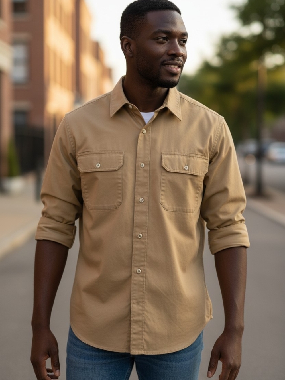 Haband Men's Khaki Zap-Down shirt Size XL